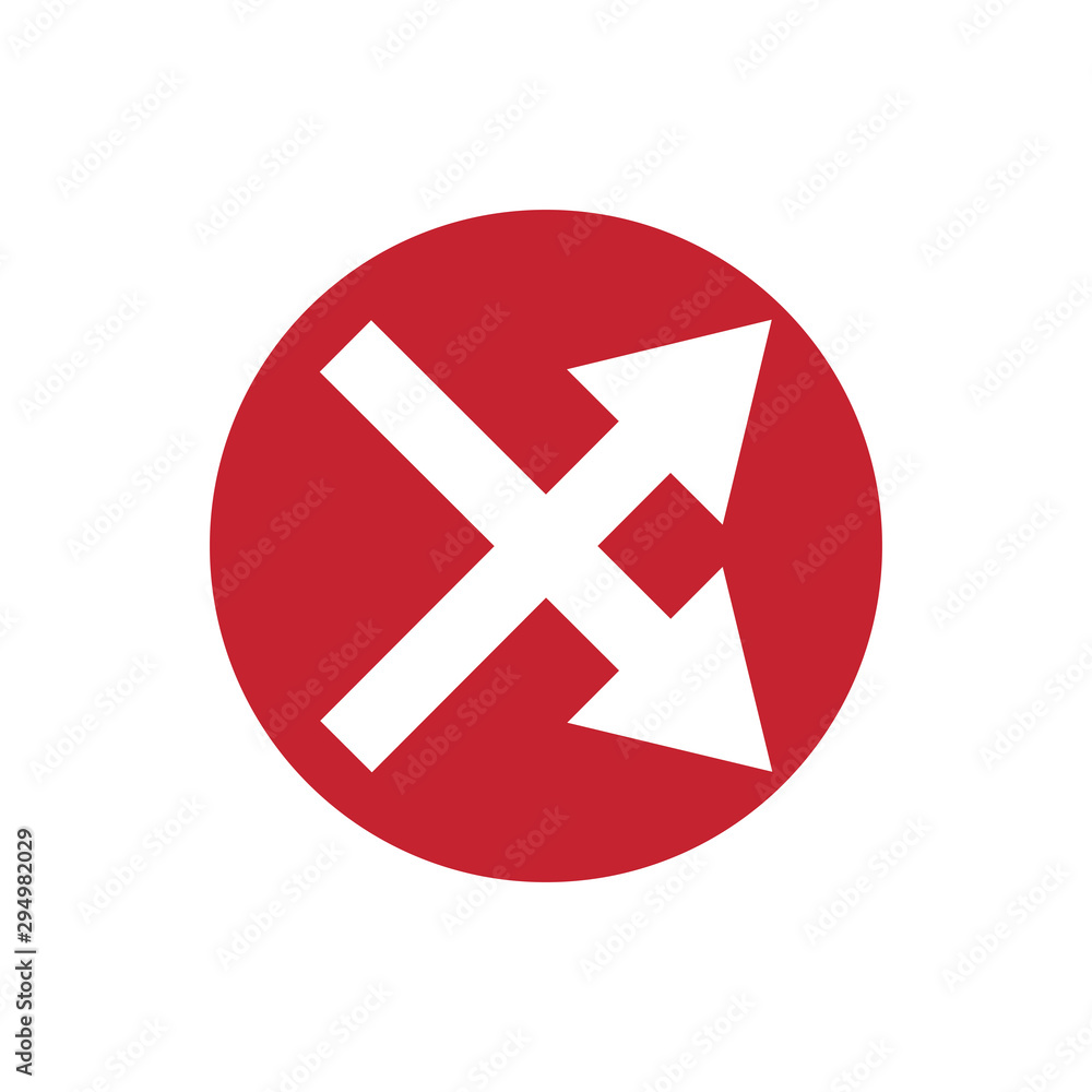 icon of crossed arrow in color circle icon of crossed arrow in color circle