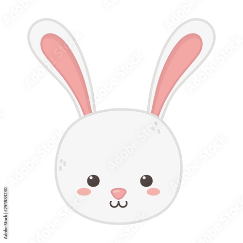 cute rabbit head animal on white background