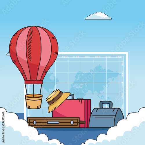 Hot air balloon and world travel design