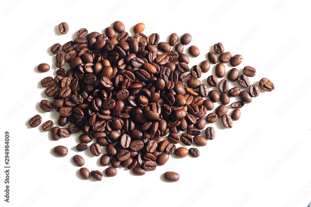 Coffee beans isolated on white background close up Coffee beans isolated on white background close up