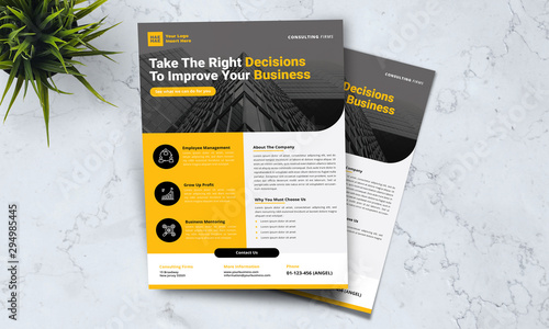 A4 business template flayer with orange, white and grey color cmyk ready to print in vector editable layer