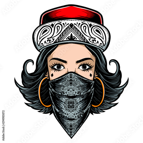 chicano style women logo vector