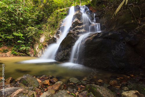 Fototapeta Naklejka Na Ścianę i Meble -  waterfalls found in tropical rainforest in Malaysia
