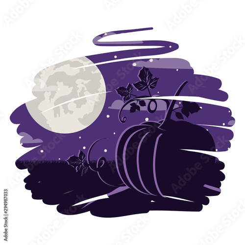 halloween pumpkin with face and moon