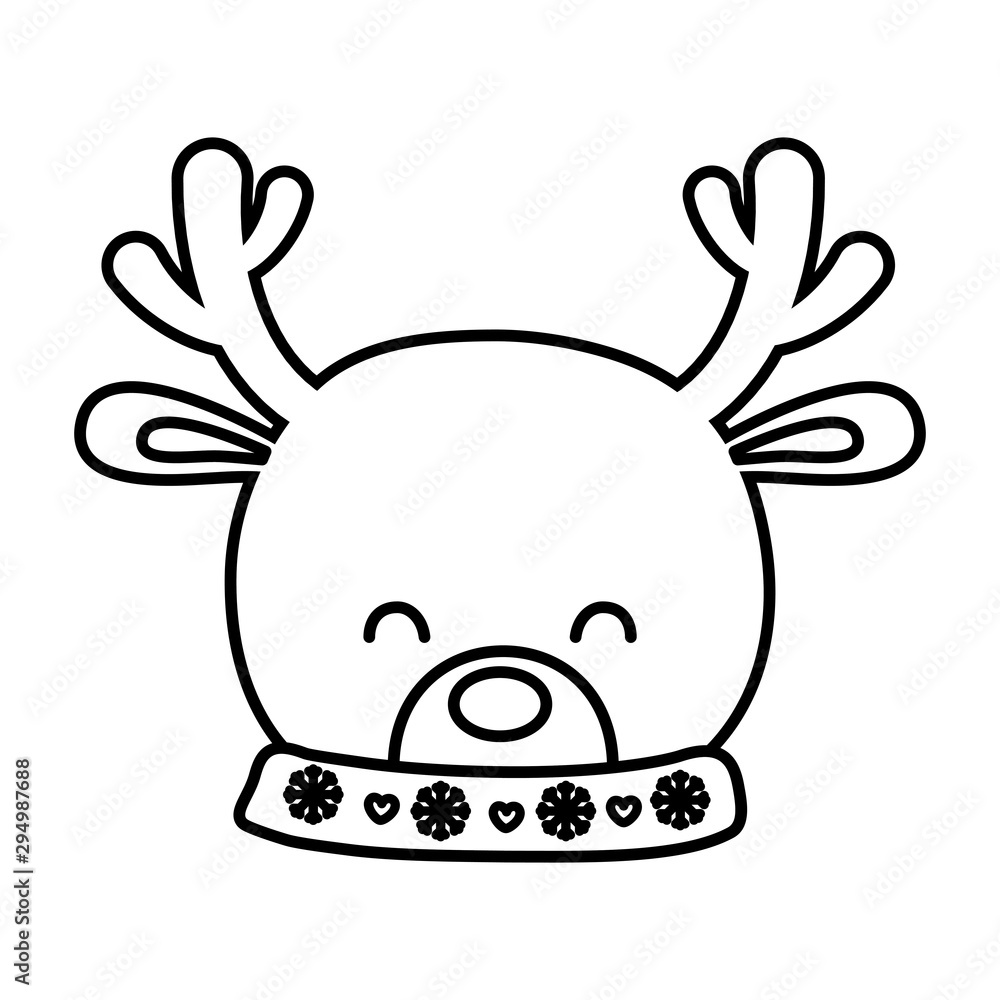 reindeer head horns decoration merry christmas line style reindeer head horns decoration merry christmas line style