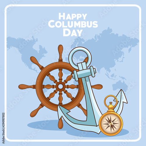 Ship rudder and Happy columbus day design