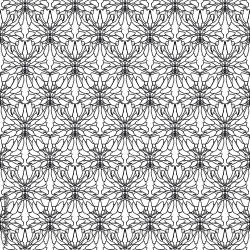 Pattern of abstract graphic black and white flowers