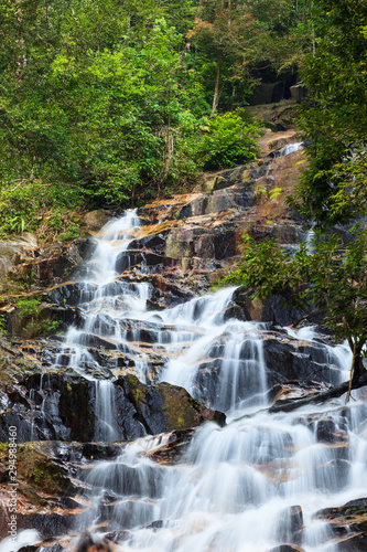 waterfalls found in tropical rainforest in Malaysia