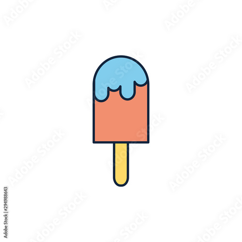 popsicle ice cream summer icon line and fill