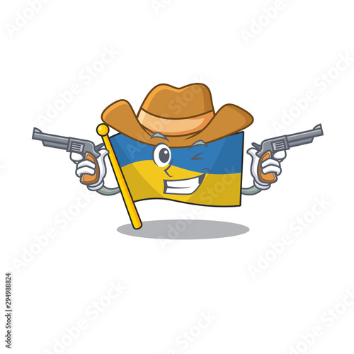 Cowboy flag ukraine cartoon isolated the mascot