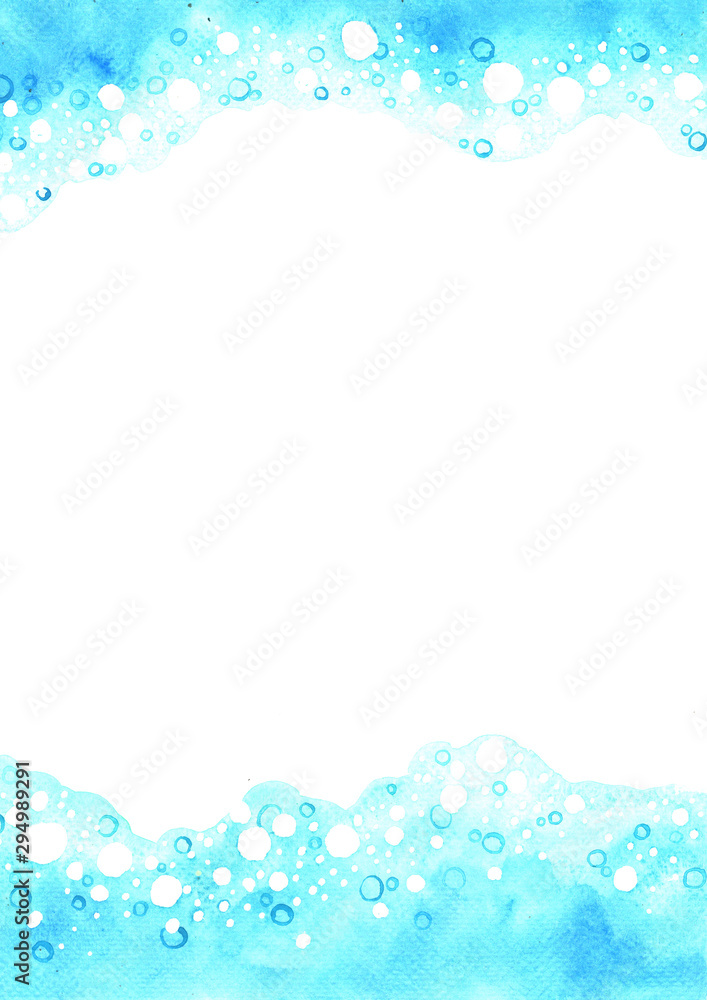 Abstract ocean blue bubble watercolor hand painting background for decoration on summer. Abstract ocean blue bubble watercolor hand painting background for decoration on summer.