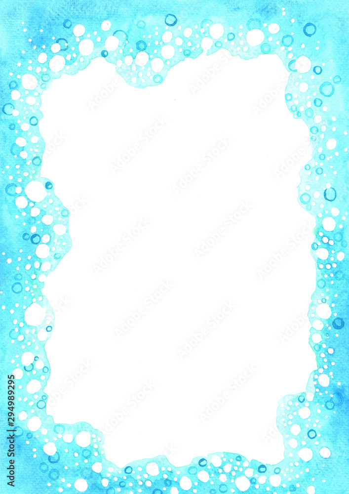 Abstract ocean blue bubble watercolor hand painting background for decoration on summer. Abstract ocean blue bubble watercolor hand painting background for decoration on summer.