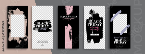 Black Friday Sale. Trendy editable Instagram Stories template. Design  for social media. 