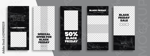 Black Friday Sale. Trendy editable Instagram Stories template. Design  for social media. 