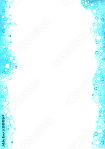 Abstract ocean blue bubble watercolor hand painting background for decoration on summer.