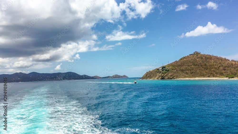 Trace of ferry running between Sent Thomas and St John islands at US Virgin Island Trace of ferry running between Sent Thomas and St John islands at US Virgin Island