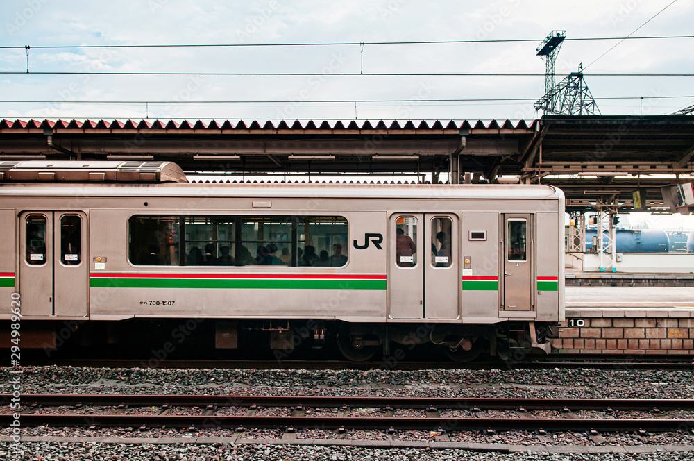 JR Commuter train stop at Koriyama station. JR Commuter train stop at Koriyama station.