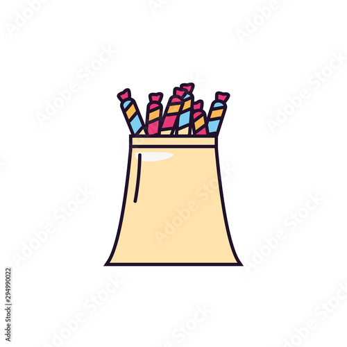 container with bars sweet and candies icon line fill