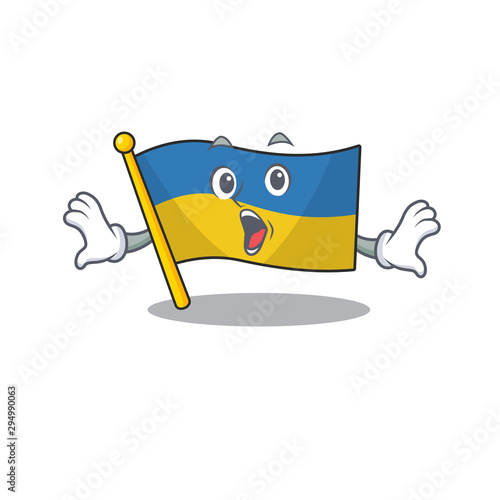 Surprised flag ukraine in the character shape