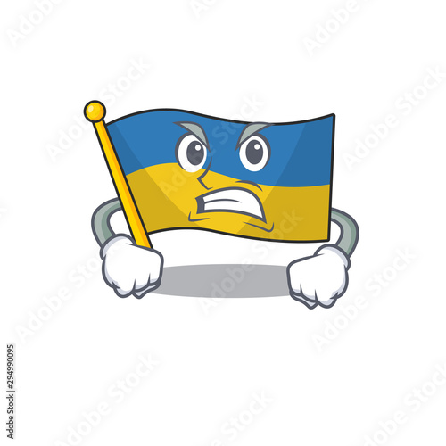 Angry flag ukraine in the character shape photo