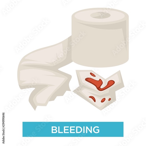 Bleeding symptom with blood stain on white toilet paper