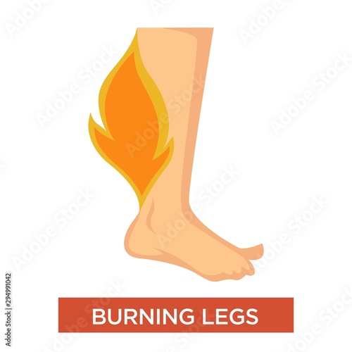 Burning legs symptom with inflamed feet