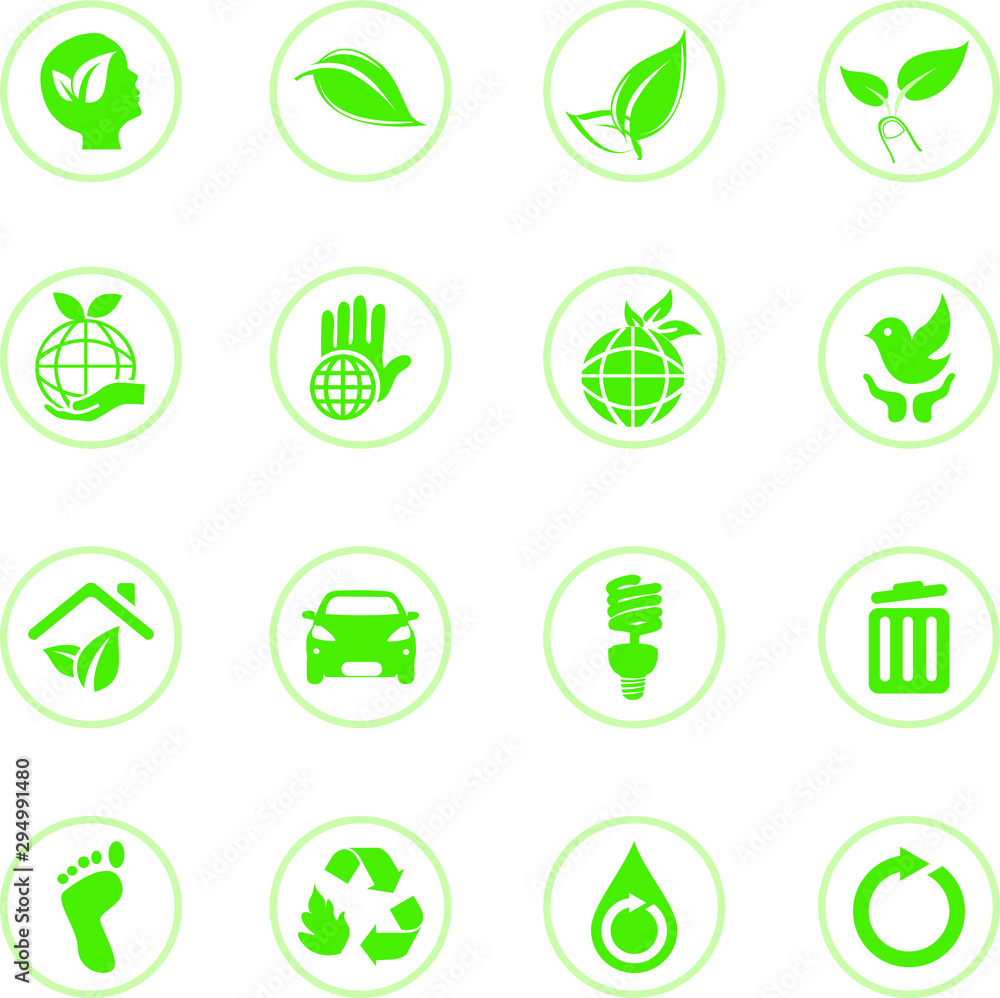 set of green icons set of green icons