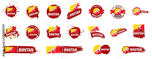 Bhutan flag, vector illustration on a white background
