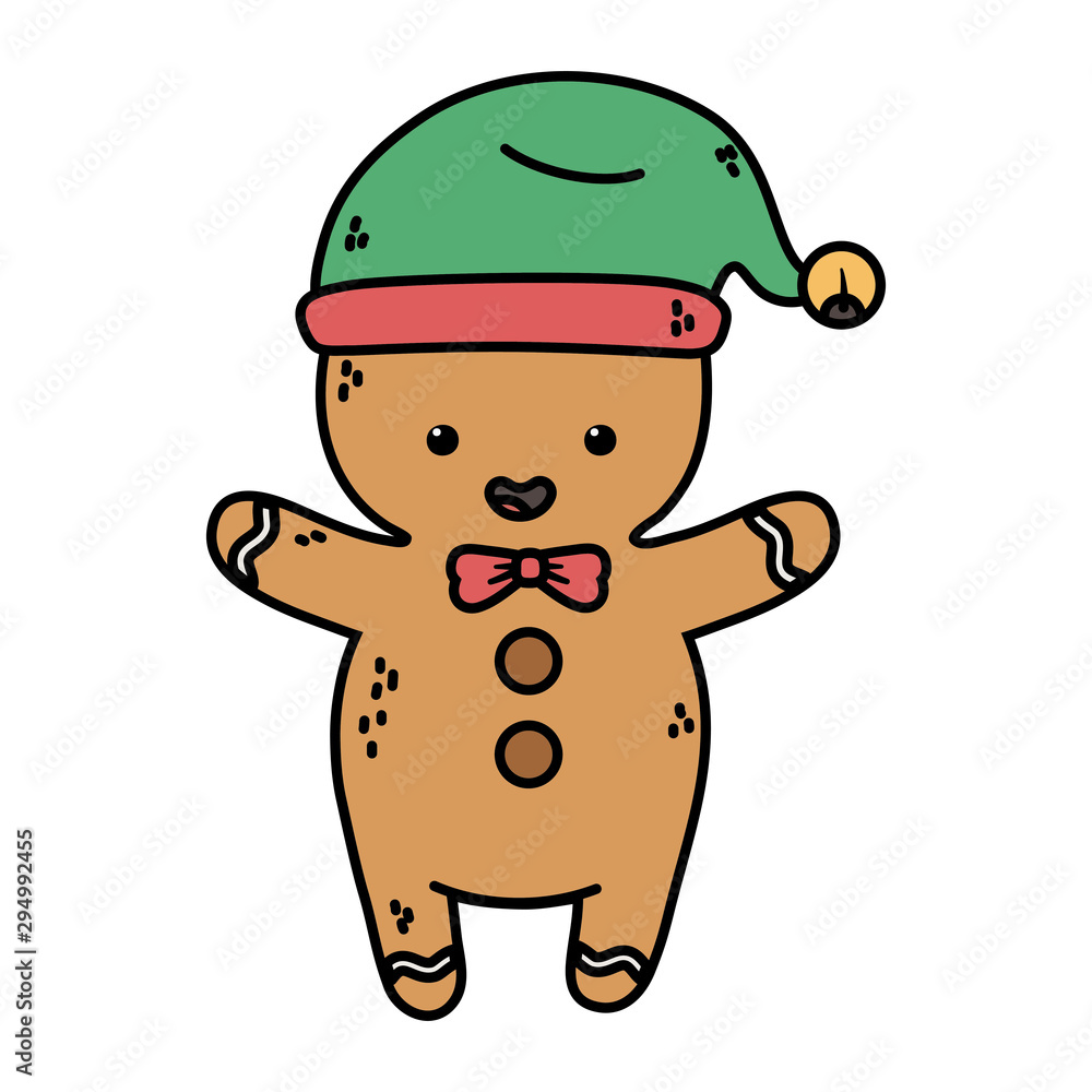 Fototapeta premium gingerbread man with green hat decoration merry christmas