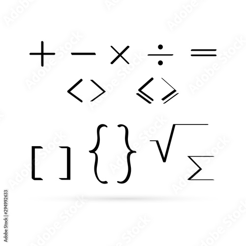 doodle linear math sign, line art, vector illustration