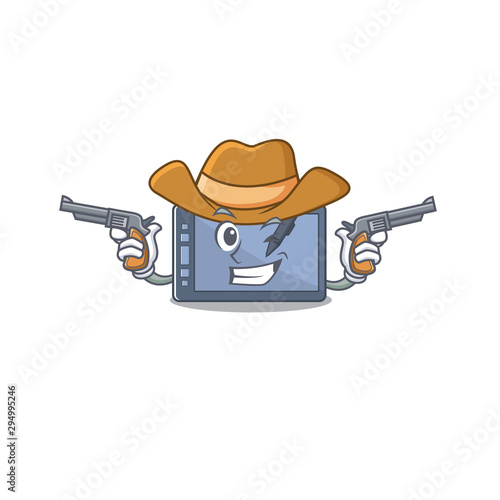 Cowboy graphic tablet character with the cartoon