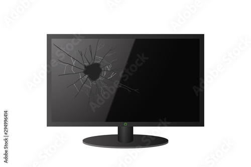 The tv screen is broken.