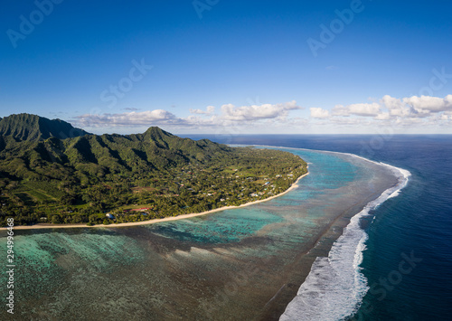 Stunning aerial view of the Rarotonga island in the south Pacific, the main of the Cook islands photo