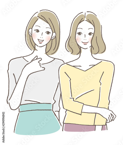 笑顔の女性　二人