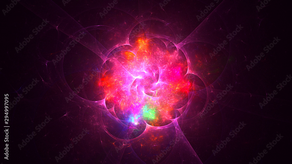 3D rendering abstract colorful fractal light background