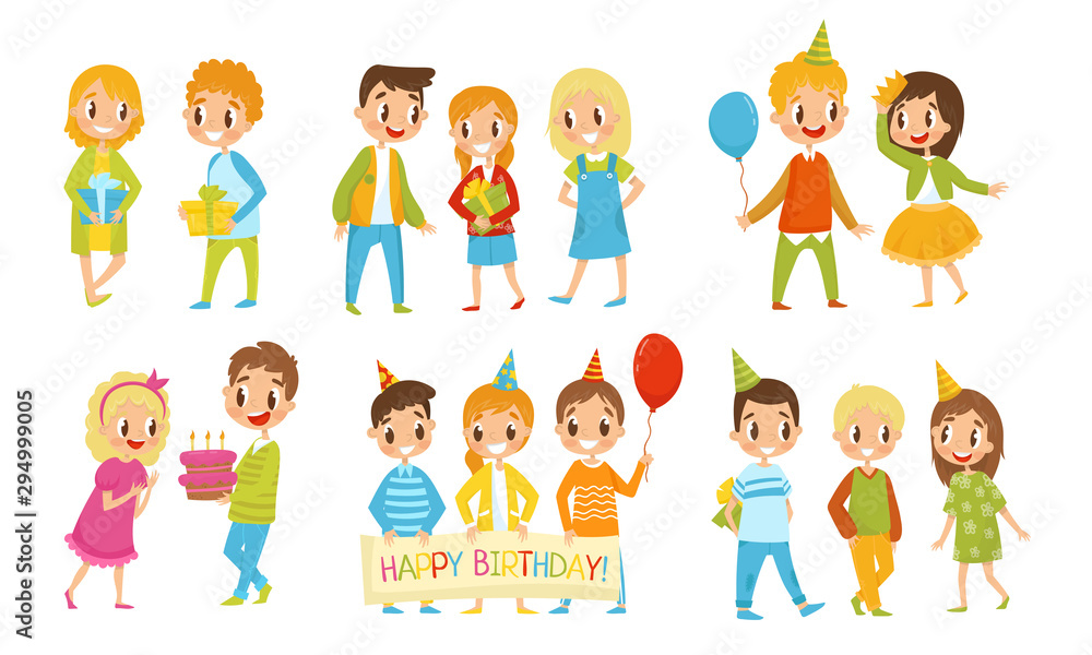 Small Kids Giving And Receiving Gifts For Birthday Small Kids Giving And Receiving Gifts For Birthday