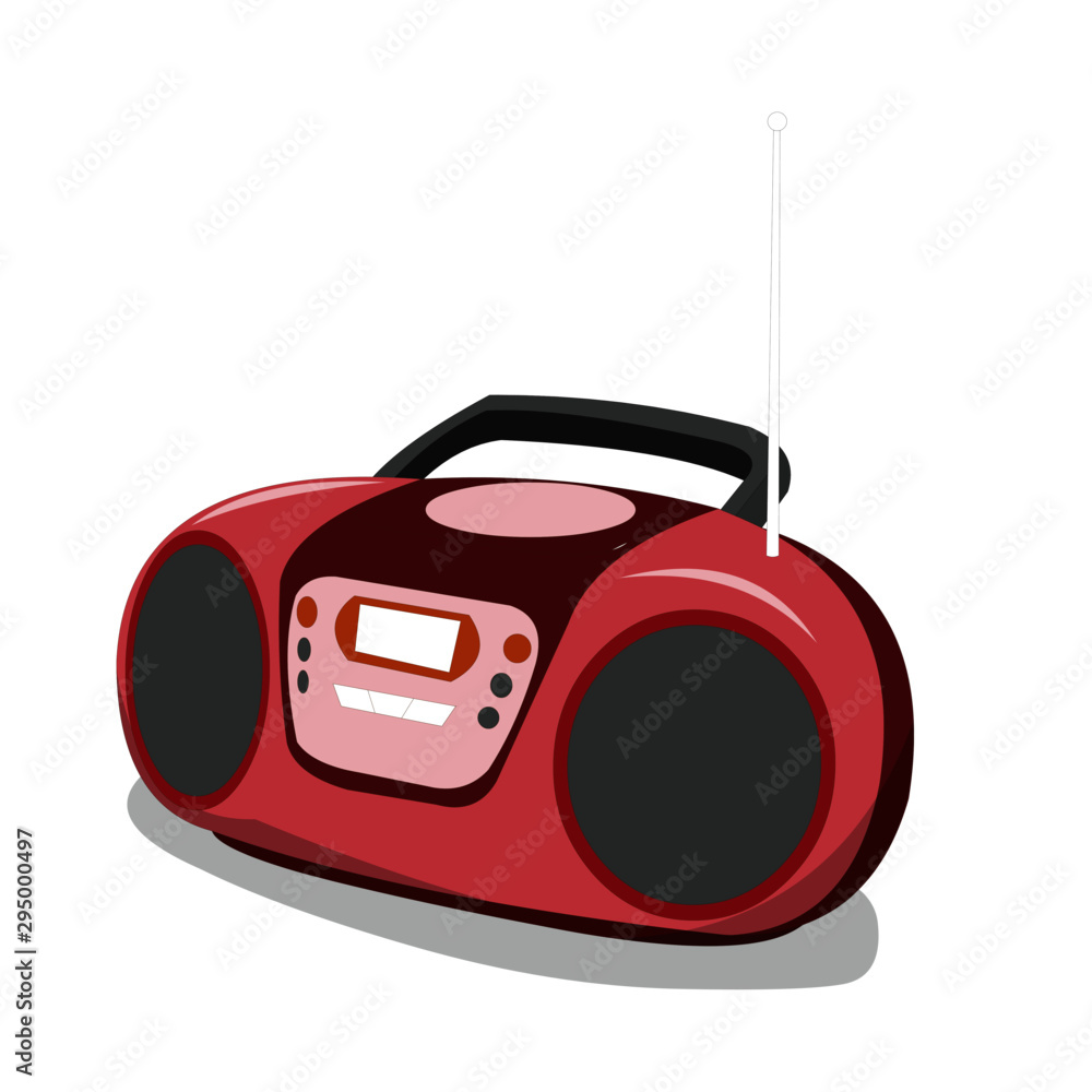 Red Boombox with Grey Handle - Cartoon Vector Image Red Boombox with Grey Handle - Cartoon Vector Image