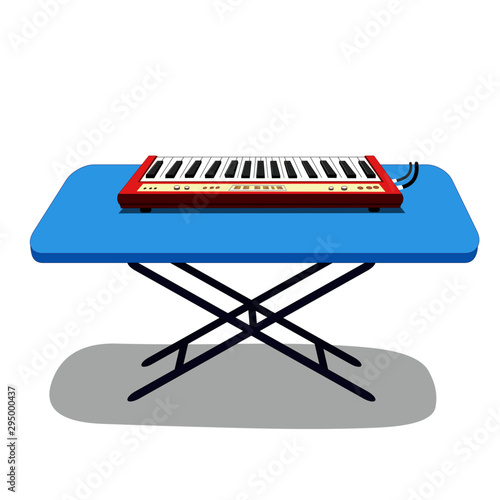 Electronic Music Keyboard with Table -Cartoon Vector Image