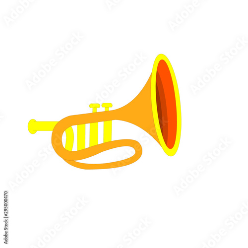 Golden Bugle Musical Instrument - Cartoon Vector Image