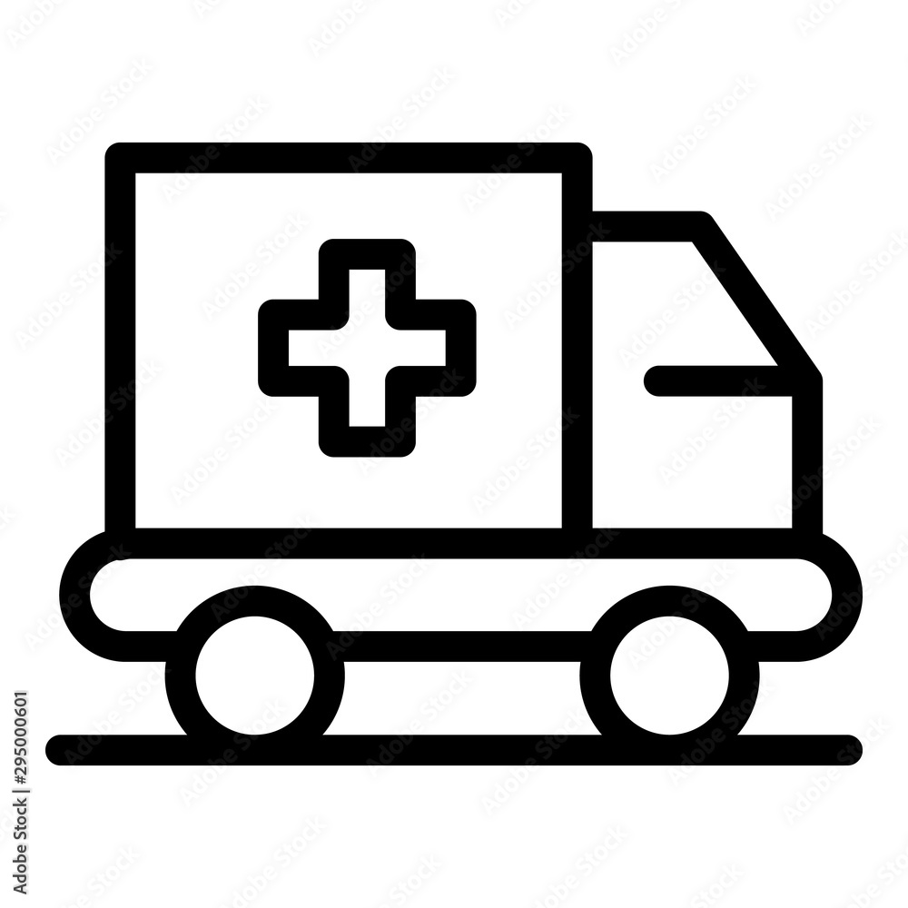 Emergency truck icon. Outline emergency truck vector icon for web design isolated on white background Emergency truck icon. Outline emergency truck vector icon for web design isolated on white background