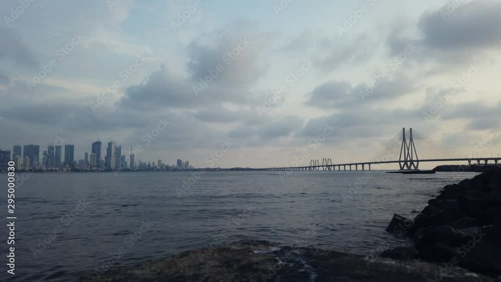 The sun sets over the Mumbai Sealink and Mahim Bay The sun sets over the Mumbai Sealink and Mahim Bay