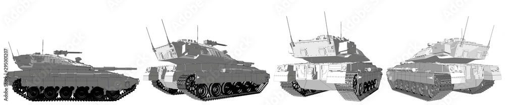Cartoon style outlined isolated 3D modern tank with fictive design, highly detailed honor to heroes concept - military 3D Illustration Cartoon style outlined isolated 3D modern tank with fictive design, highly detailed honor to heroes concept - military 3D Illustration