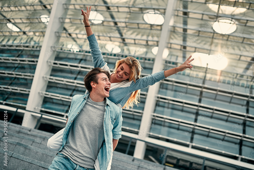 Cheerful romantic couple Cheerful romantic couple