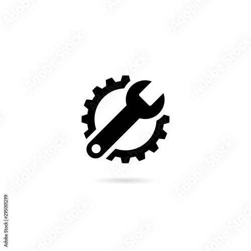 Wrench and Gear isolated icon on white background