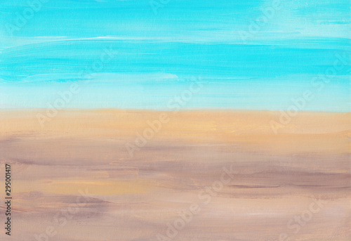 Abstract multicolored art painting background texture. Blue, yellow, brown abstraction.