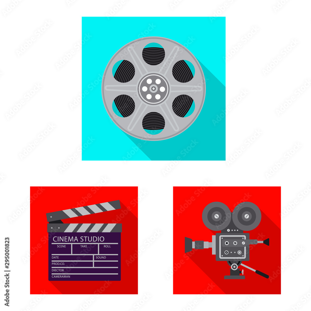 Vector illustration of television and filming sign. Set of television and viewing stock symbol for web.