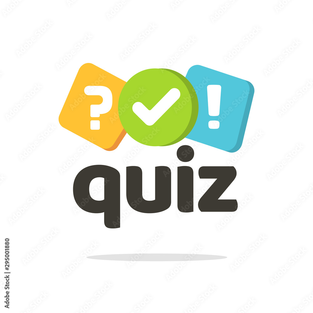 Quiz logo icon vector symbol, flat cartoon bubble speeches with question and check mark signs as competition game or interview logotype, poll questionnaire insignia isolated Quiz logo icon vector symbol, flat cartoon bubble speeches with question and check mark signs as competition game or interview logotype, poll questionnaire insignia isolated