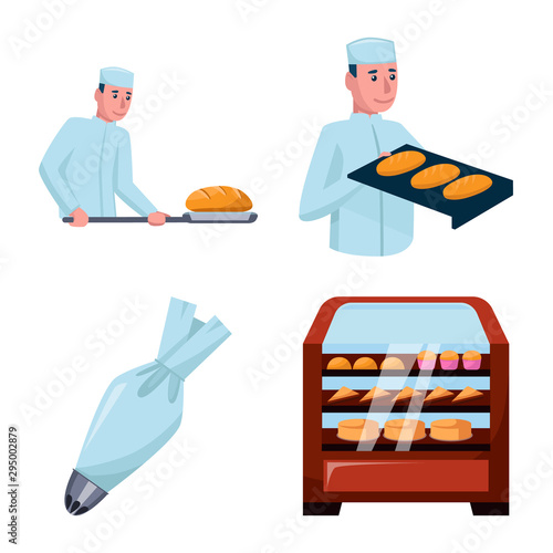 Vector illustration of bakery and natural sign. Collection of bakery and utensils stock symbol for web.