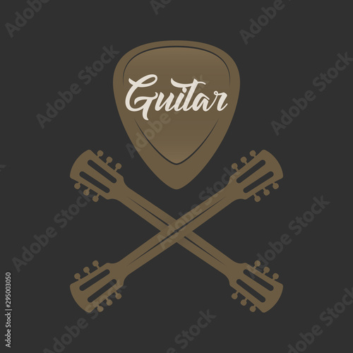 Vector logo guitar skull with crossbones.