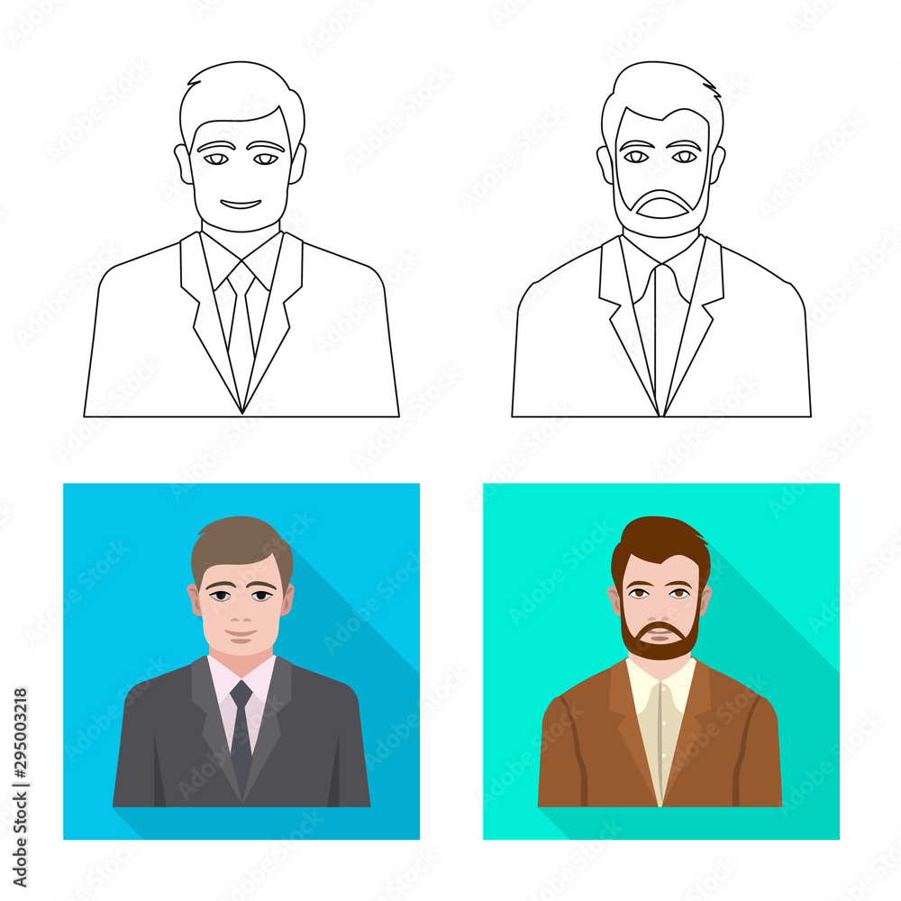 Vector design of hairstyle and profession icon. Collection of hairstyle and character stock symbol for web. Vector design of hairstyle and profession icon. Collection of hairstyle and character stock symbol for web.